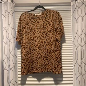 We The Free Leopard Print Short Sleeve T-Shirt in Tan